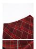 Women's Red Plaid High-Waisted Woolen A-line Skirt - Autumn/Winter 2025 Collection