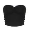 Contrast Bow Stitched Tube Top Summer Harajuku 90s Strapless Women's Cropped Tops Vintage Y2k Casual Basic Tees Cute Vest