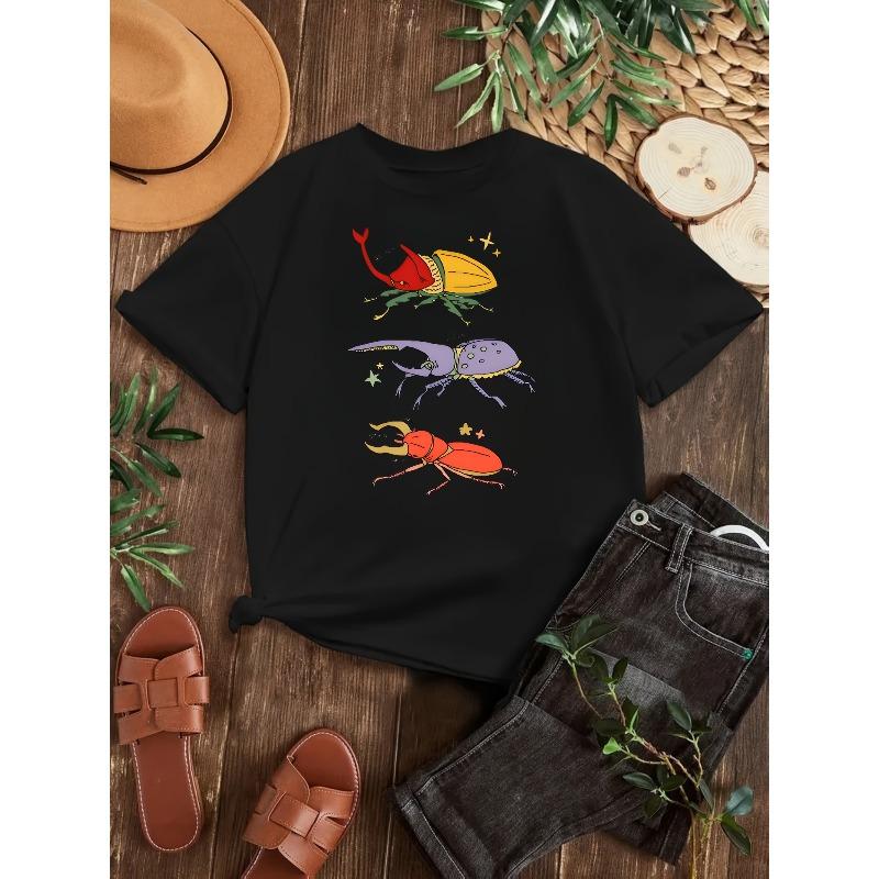 European sizes Girls' Outing T-Shirts ( T) Casual And Fashionable Cartoon Cute Insect Print T-Shirt Tops