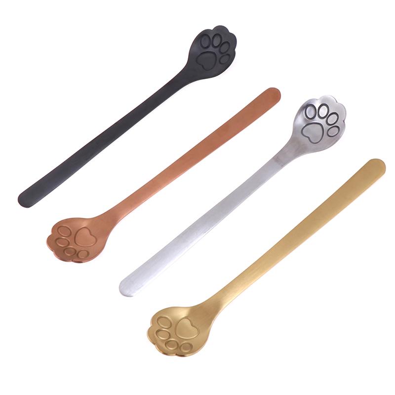 1Pc Stainless Steel Coffee Dessert Spoon Cat Paw Claw Spoon Stirring Spoon