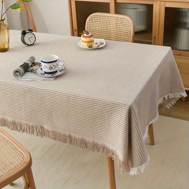 1 Stück Ins Style, Französisch, Baumwolle Leinen, Japanische einfarbige Spitzentischdecke, Kaffeetischdecke, Hochwertige lange Tischdecke, Esstischdecke