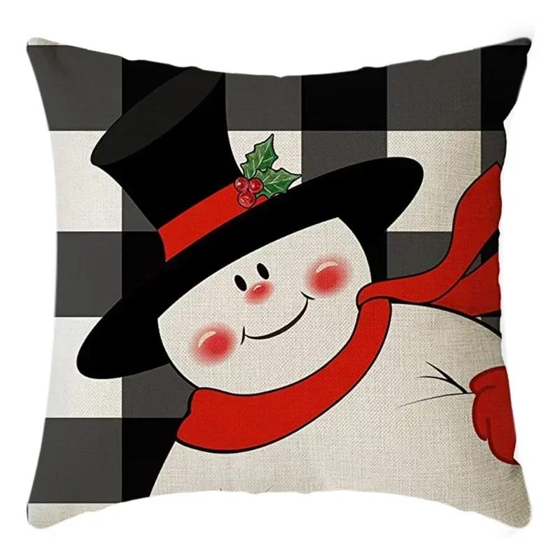 40/45cm Christmas  Cotton Linen Decorative Navidad Elk Snowman Santa Tree Cushion Cover Sofa Pillow Case