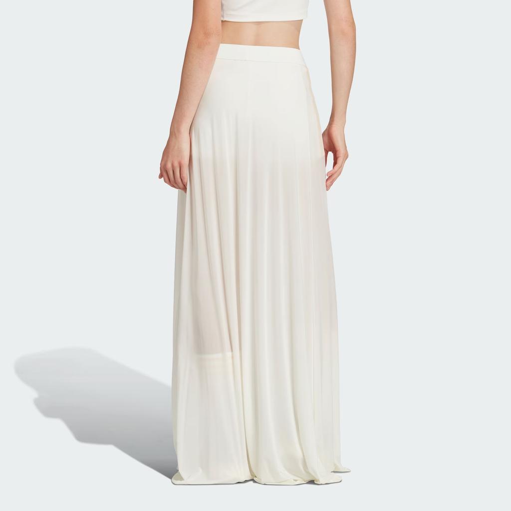Adidas Originals Premium Flowy Maxi Skirt With Built-In Shorts Semi-Transparent Side Slit Sports Casual Long Skirt Women Skirts Han-Jade-White IN4278