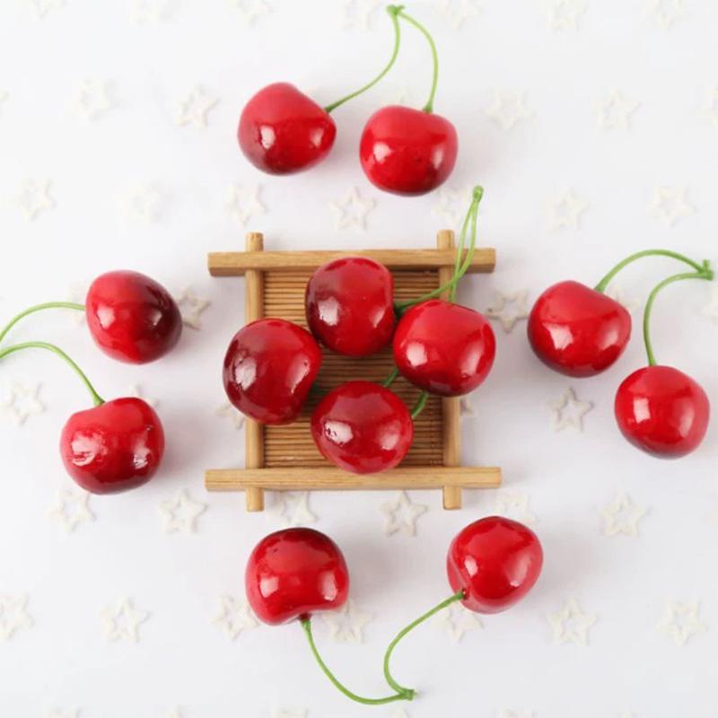 10/20Pcs Fake Cherry Artificial Fruit Model Simulation Cherry Ornament Craft Food Photography props Party Decor Home Decoration