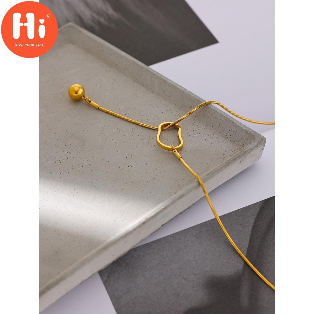 Hi Eetit Collier avec pendentif géométrique en perles d'acier inoxydable pour femme