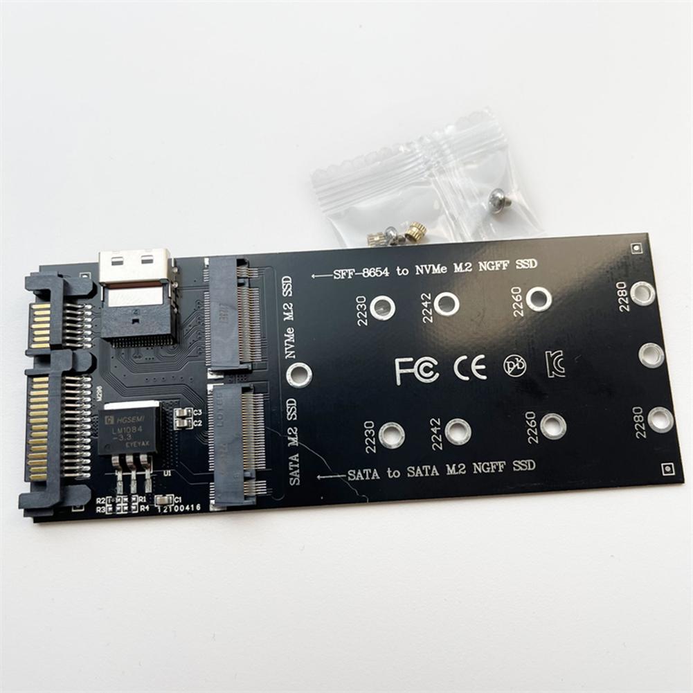 M.2 To SATA Adapter SFF-8654 To M2 NVME SSD Converter 22Pin SATA To M2 Expansion Card 2 in 1 Combo Adapter for Mainboard