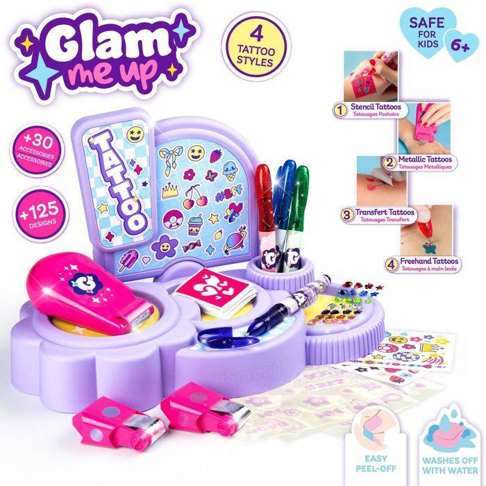 Tatoo Corner - Glam me Up - Smoby - Studio de tatouage pour enfant - 4 styles de tatouage - Accessoires inclus - Dès 6 ans
