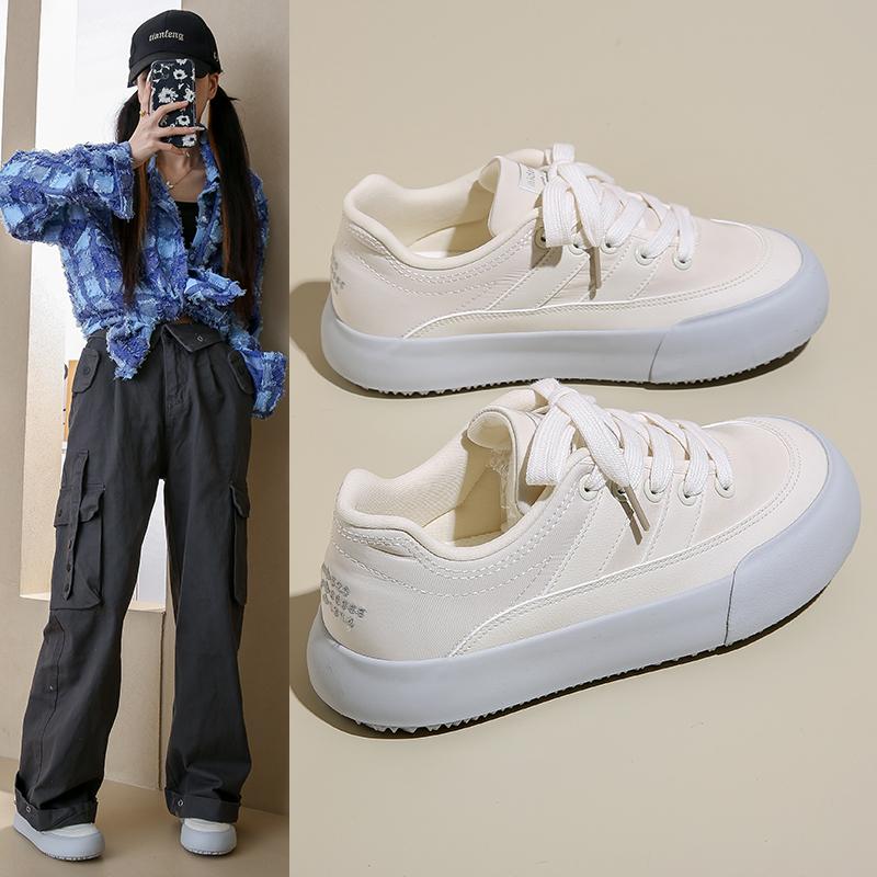 Ladies Shoes Lace-up Women's Vulcanize Shoes Fashion Color Matching Ladies Casual Shoes New Round Head Classic Sneakers