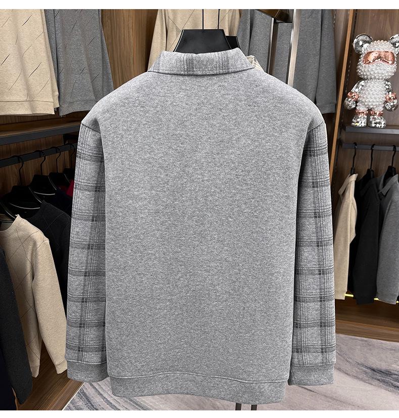 Men's 2025 Winter Plus Velvet Faux Two-Piece Lapel Knitwear for Middle-Aged & Elderly Dads