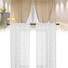 Lace White Floral Sheer Curtains For Daily Bedroom Kitchen Decoration Set 2 Of