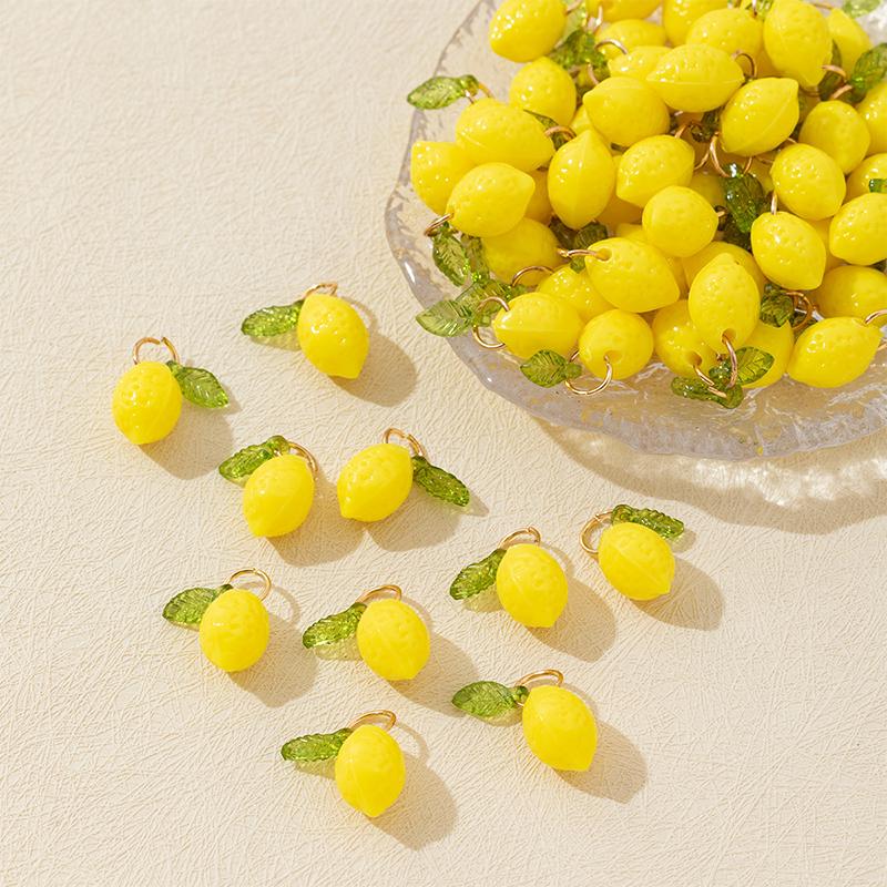 Mini Acrylic Fruit Lemon Pendants Lovely DIY Charms Waterproof for Bracelet Necklace Keychain Jewelry Making Supplies