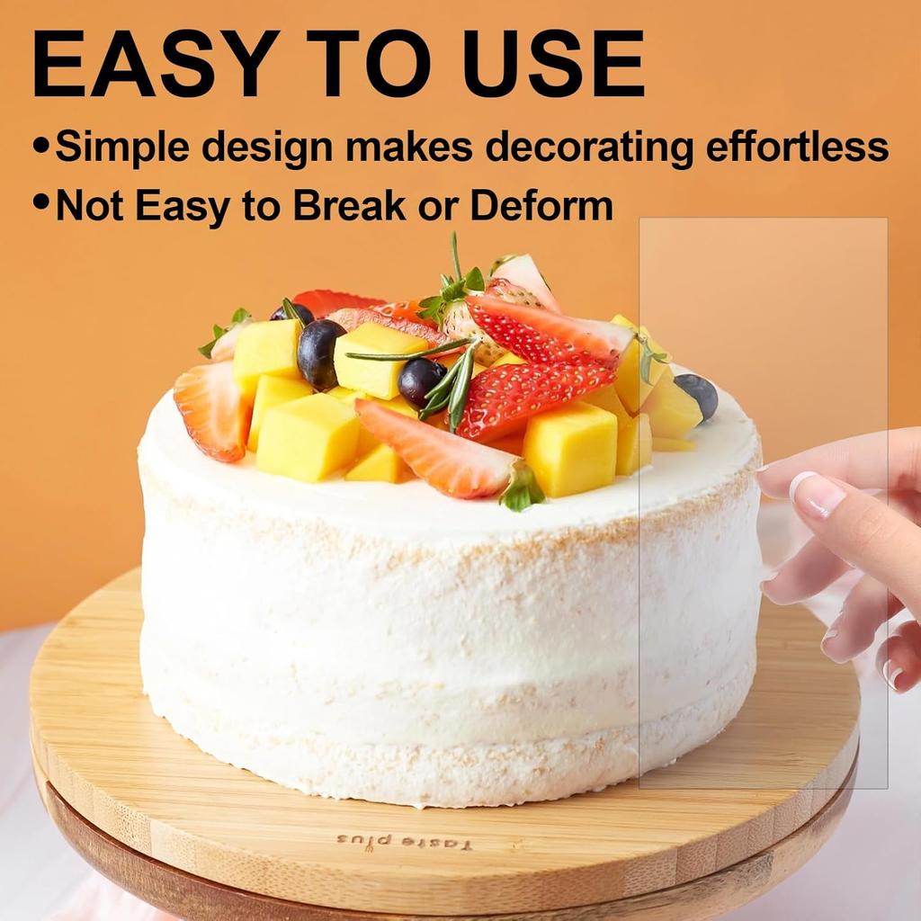 Cake Scraper, 4PCS Clear Acrylic Icing Smoother Stripes Cake Decorating Comb, Edge Smoother Tool for Mousse Butter Cream Decoration, DIY Kitchen