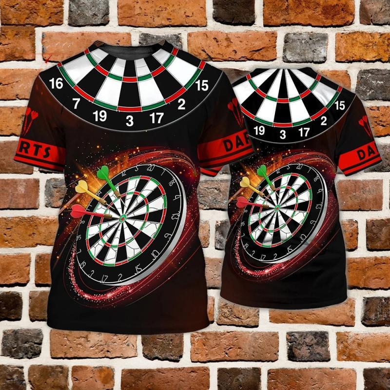 Disc Darts Sports T-shirt Men's Clothing Round Neck Short Sleeves T Shirts 3D Printed Cool Graphics Outdoor Casual Fashion Tees