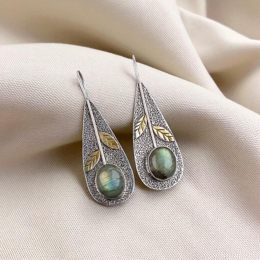 Labradorite Gemstone 925 Sterling Silver Jewelry Handmade Dangle Earrings2.00" EE-72-19