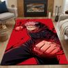 Anime Warrior On Fiery Red Background Patterned Carpet, Non Slip Mat Suitable for Living Room and Bedroom Sofas