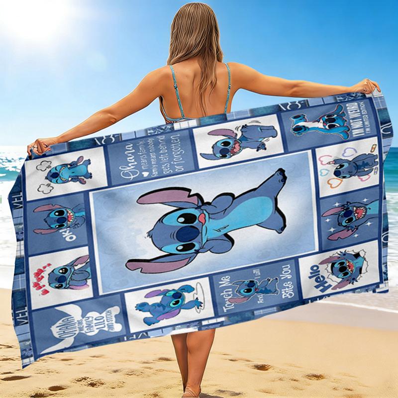 1Pc Stitch'S Collage Beach Towel, Quick Dry, Multi-Use for Beach Pool Gym Yoga Home Travel, Christmas, Halloween, Xmas Gift M928437
