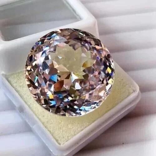 Natural Combodian White Zircon 50-51 Ct Round Cut Flawless Loose Gemstone