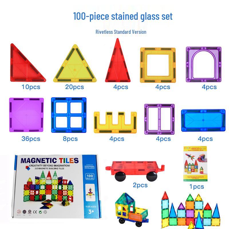 Stained Glass Magnetic Building Blocks for Children - Translucent Toy Set