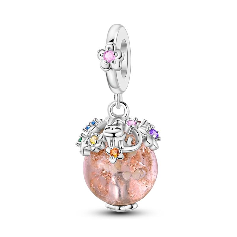 Neu eingetroffen 925 Silber Charms Perlen Liebesherz Rosa Charm-Perlen Anhänger Passend für Armbänder DIY Schmuck Frauengeschenk