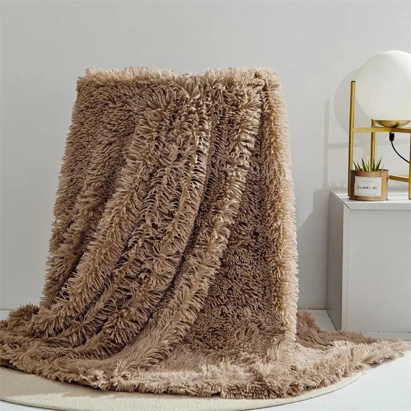 Modern And Simple Mink Fur Long Hair Blanket Four All Season Universal Multifunctional Solid Color Thick Blanket For Bed Couch