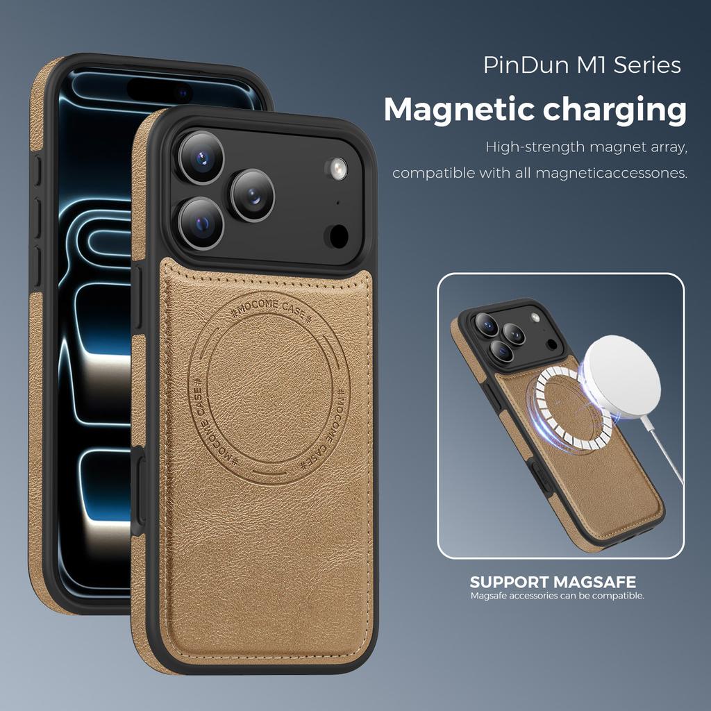 For iPhone 17 Pro Max Case Compatible with MagSafe Leather Back Phone Cover