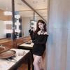 Sexy low-cut strap mesh solid color dress long-sleeved tight hip skirt work clothes autumn and winter