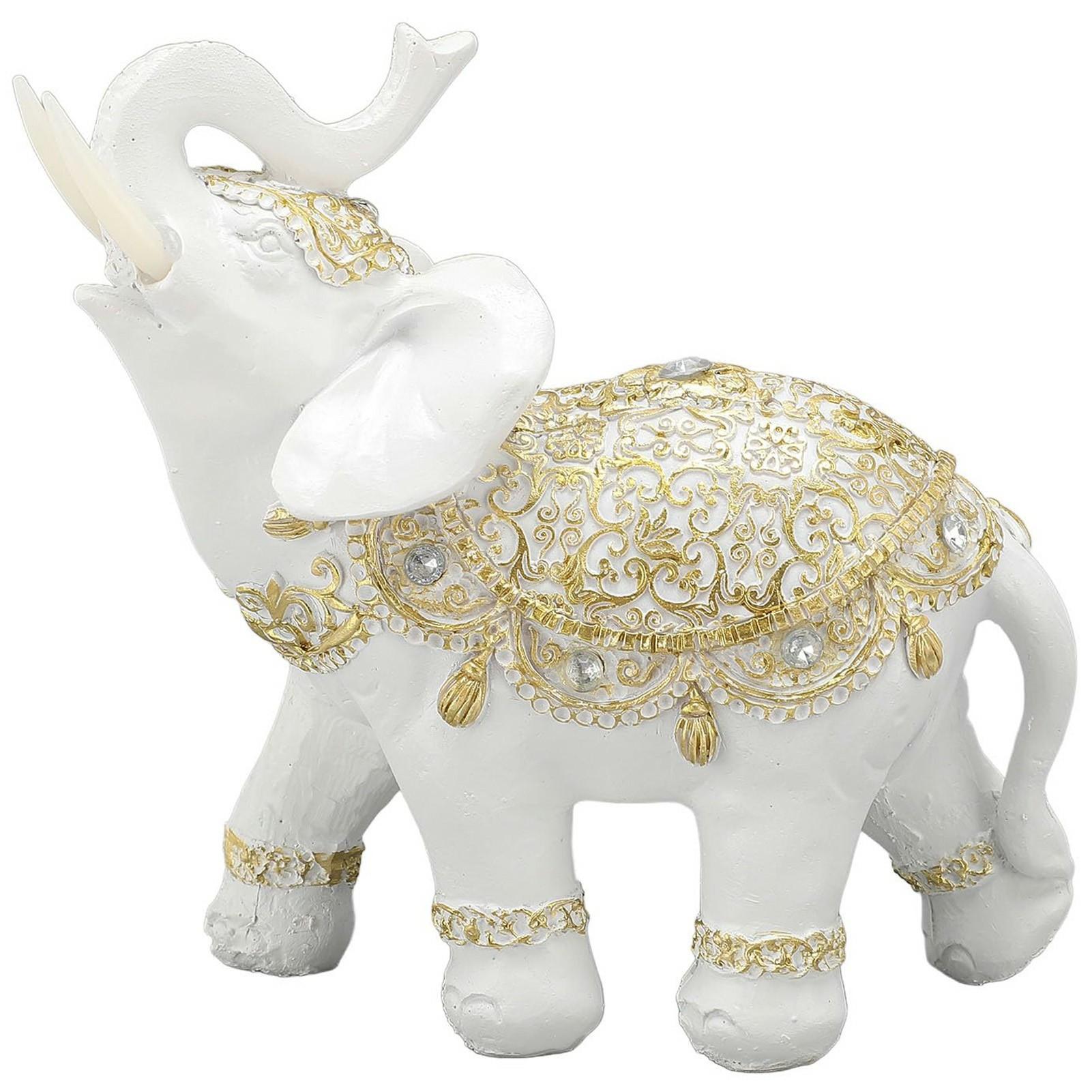 Fortune Lucky Elephant Statue Resin Craft Home Porch Office Desktop Feng Shui Ornament, Size S A
