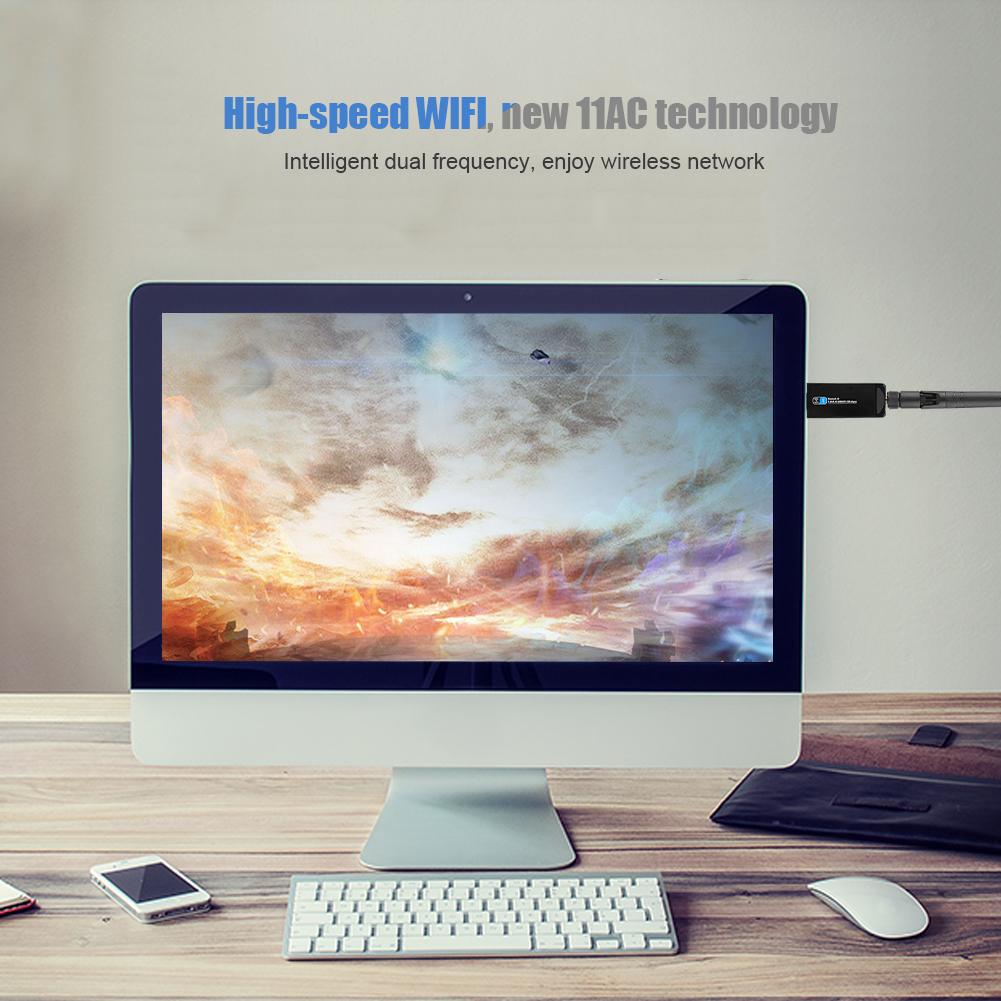 RTL8821AU Wireless Network Adapter Dual Band 600Mbps USB WIFI Adapter Compatible with Bluetooth