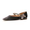 22306 flache Schuhe Damen dicker Absatz neu eckige Spitze Strass Wort mit Mary Jane Schuhen Französisch leichte Mund Wildlederschuhe