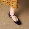 Krazing Pot Cow Skin Round Toe Low Heels Summer Shoes Big Size 42 Ankle Straps Women Pumps