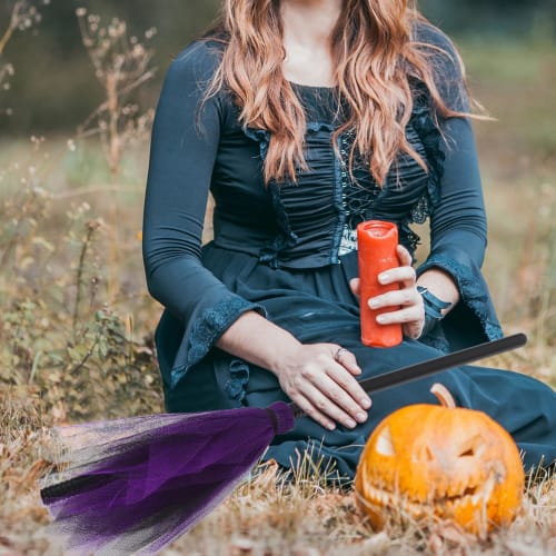 LALAFINA Halloween Witch Broom Costume for Kids, Party Props, Wizard Props, Dress Up, Masquerade Show, Lightweight (Random Color)