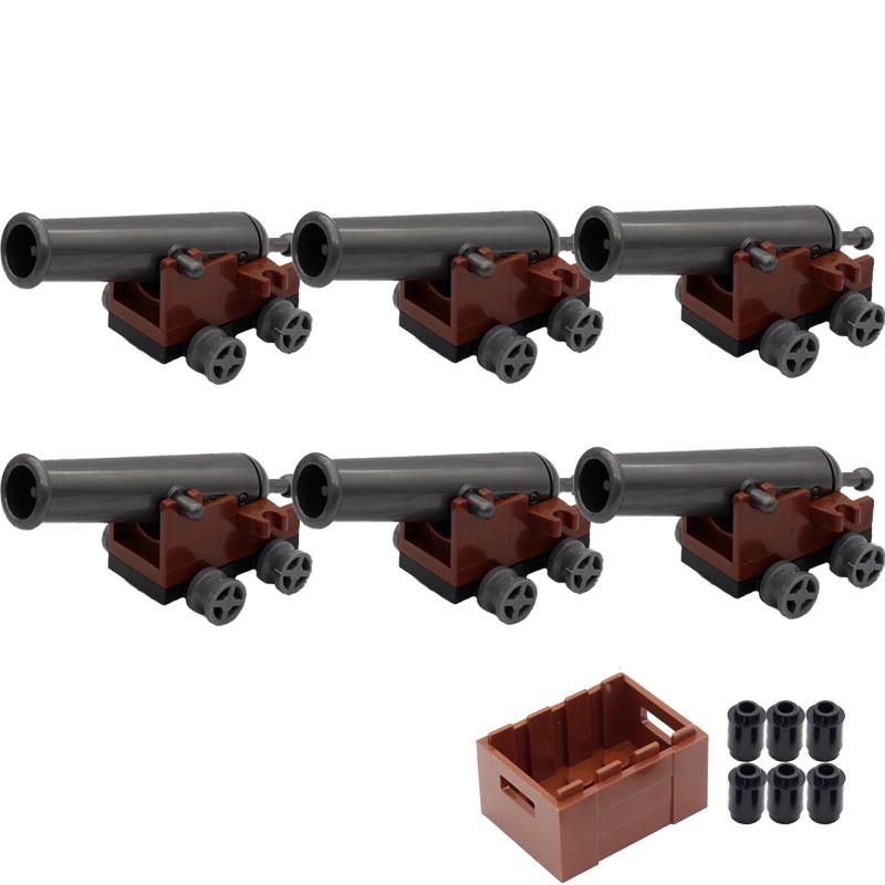 MOC Medieval Army Weapons Building Blocks Cannon Pirate Ship Soldiers Figures Military War Scene Assembling Mini Brick Toy Gifts