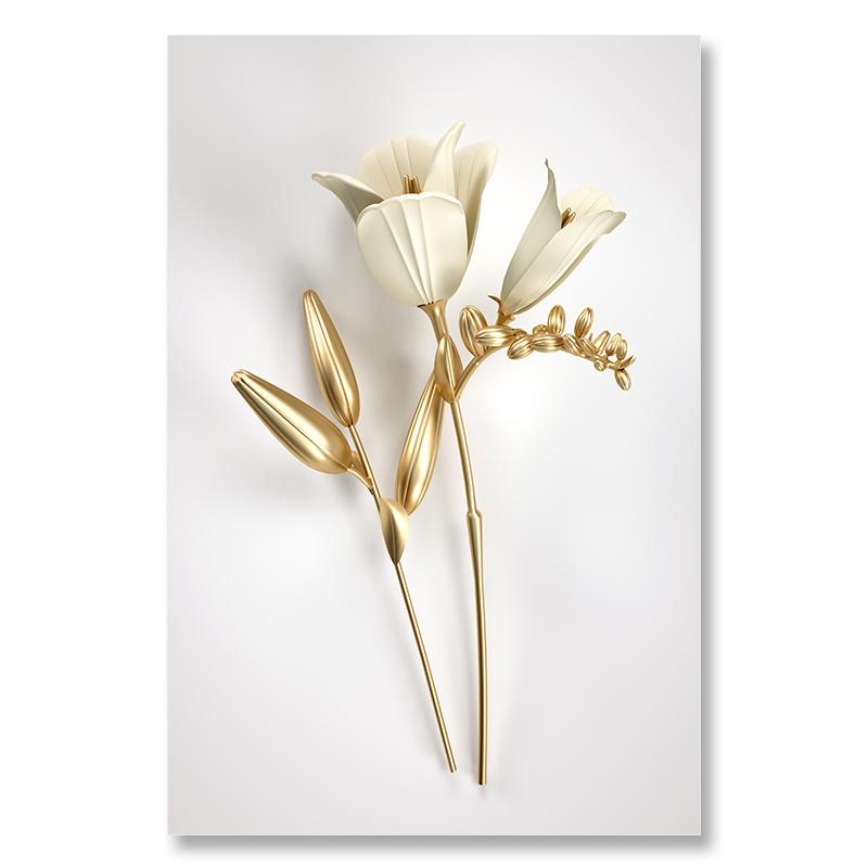 Metal Wall ArtAbstract Gilded Flowers Plant Laminas Decorativas Pared Cuadros Arte De Lienzos Decorativos  Para Sala Decoracion