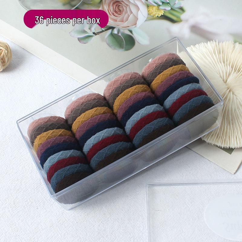 Korean Style Solid Color Hair Ties Set - Simple Flocked Ponytail Holders for Girls