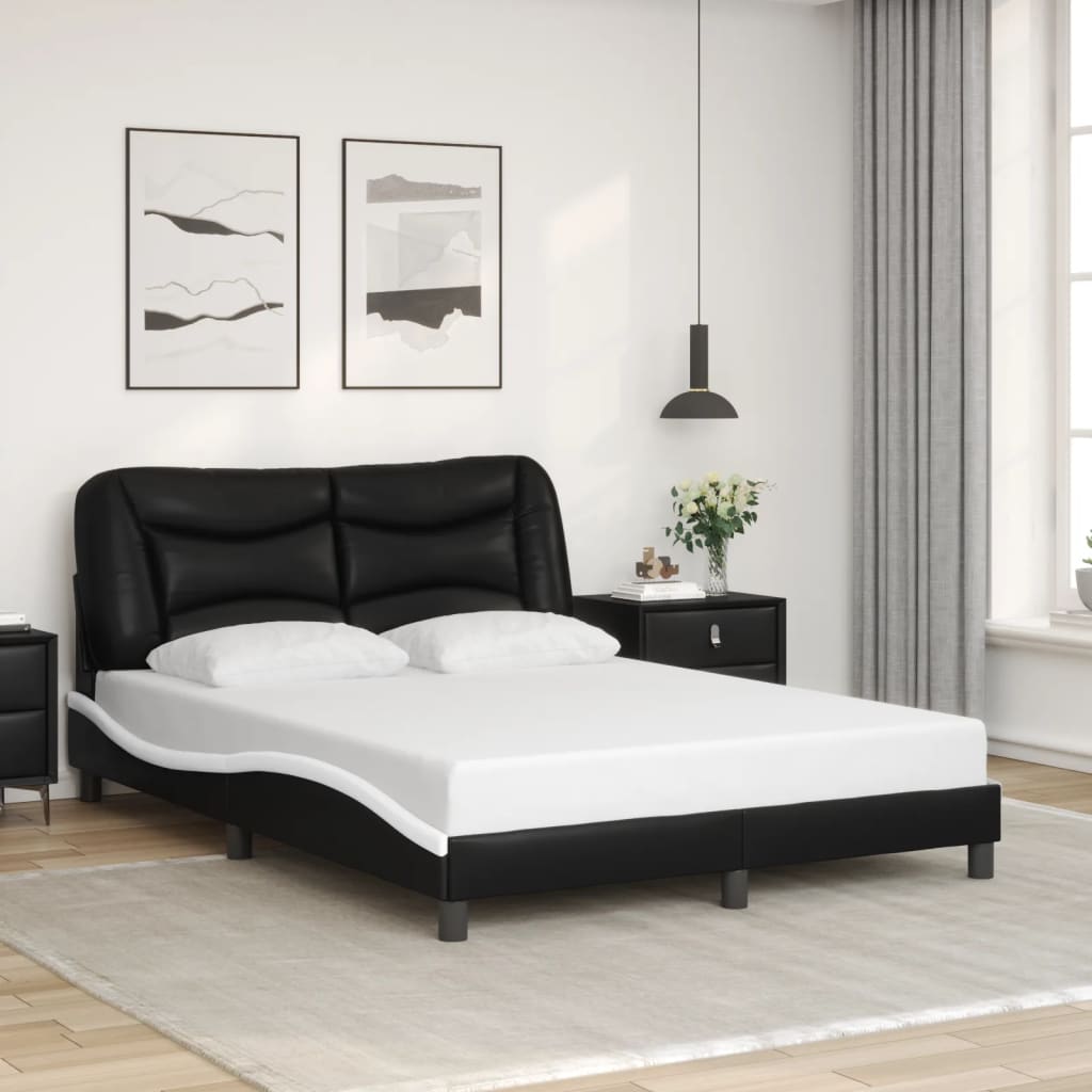 LED Bed Frame without Mattress  Hvar  Black and White 120 x 200 cm