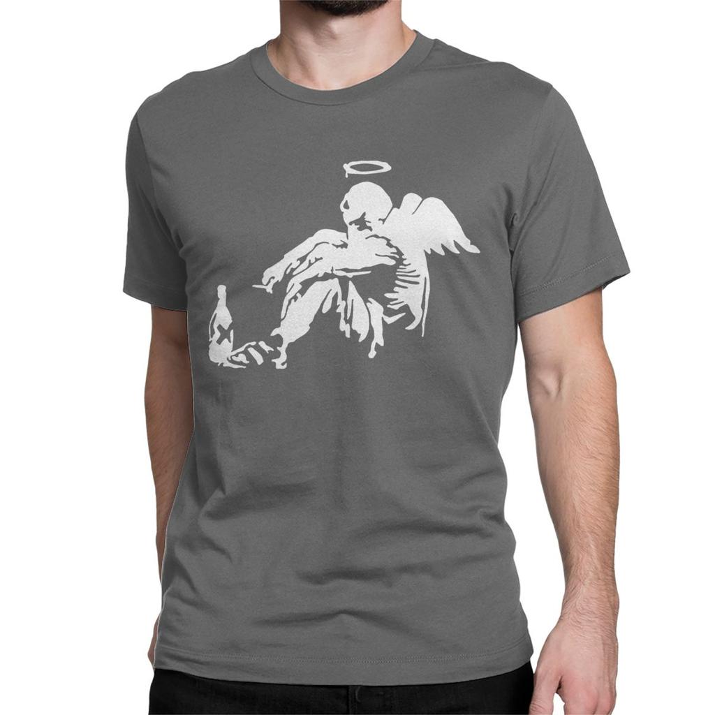 Banksy Fallen Angel T Shirt for Men Women Pure Cotton Vintage T-Shirt Round Collar Tee Shirt Short Sleeve Clothes Birthday Gift