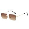 Retro Frameless Sunglasses Women Brand Designer Rimless Gradient Sun Glasses Fashion Shades Cutting Lens Metal Eyewear