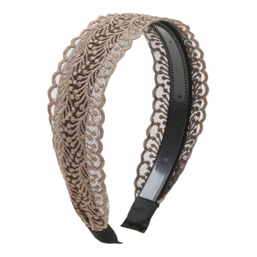 Korean Vintage Lace Hair Hoop Hollow Elegant Lace Hairband Head Wrap Hair Accessories Anti Slip Women's Wide Headband Wash Face