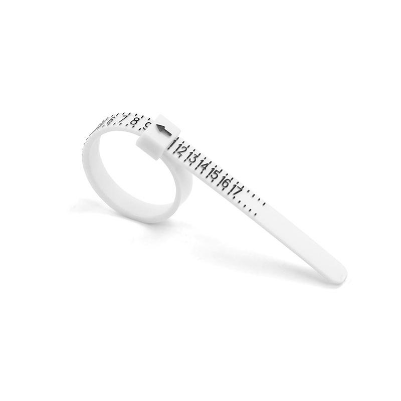 

1pc White Plastic Ring Sizer Measuring Tool, Reusable Finger Size Tape, Jewelry Sizing Guide 1-17 USA Rings Size, Handheld білий