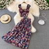 Seaside Holiday Fashion Suit Women's High Waist Thin Medium Long A-Shaped Floral Skirt Two-Piece Jacket