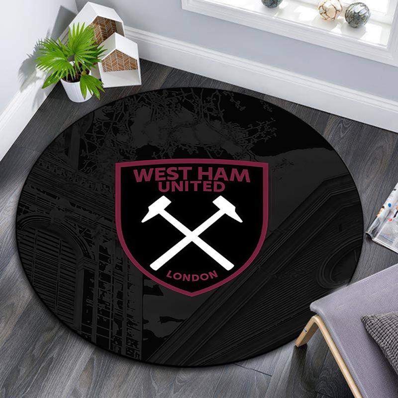 West Ham United2 Round Area Rug,Carpet Rug for Living Room Bedroom Sofa Playroom Decor,Non-slip Floor Mat