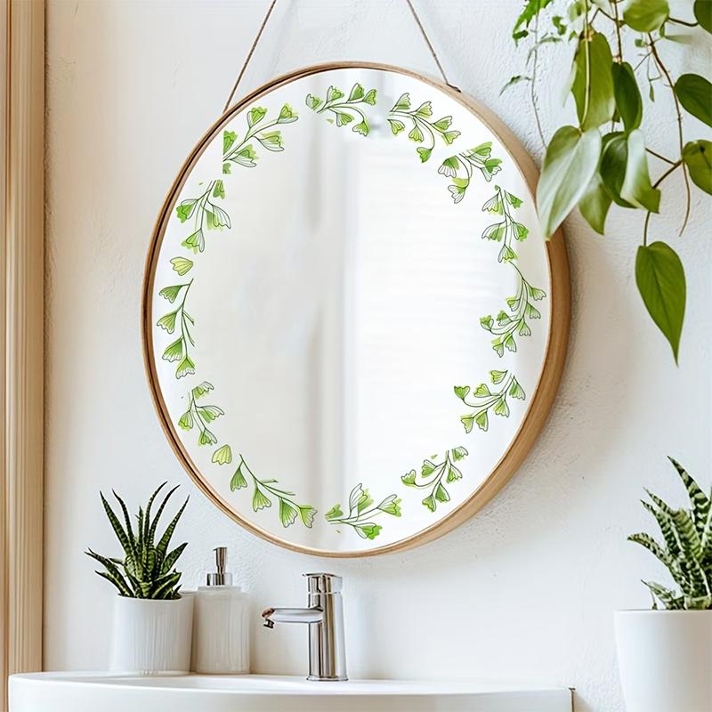 Spring Green Leaf And Floral Wall Stickers Glass Sticker For Shower Doors, Mirrors, Bathroom Glass Self-Adhesive Removable