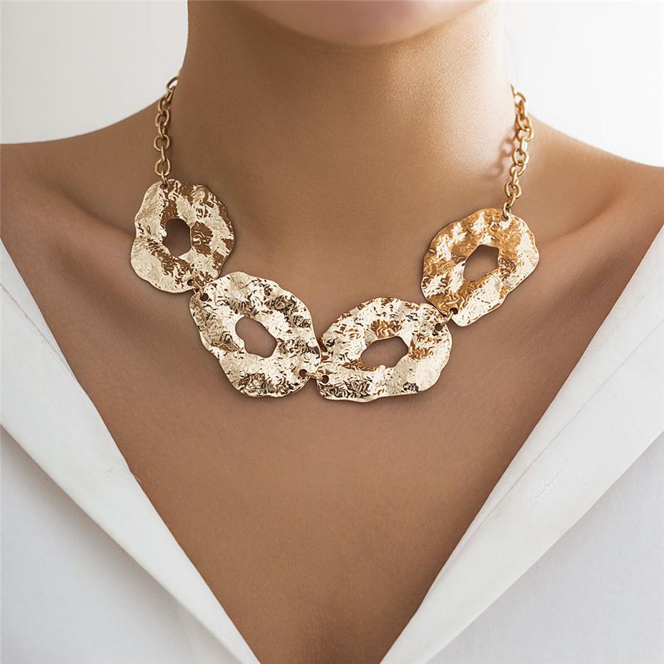 Ingemark Übertriebene Unregelmäßige Kreis Choker Halskette Damen Goth Metall Verstellbare Schlüsselbein Kette Grunge Schmuck Steampunk Herren