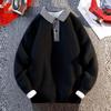 Men's Fake Two-Piece Plaid Shirt Collar Knit Sweater