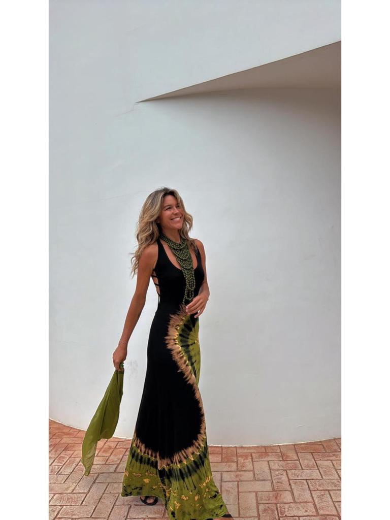 2025 Summer European & American Women's Printed Strap Backless Dress