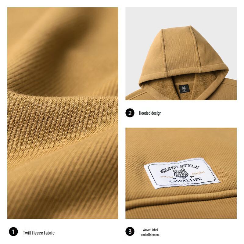 SEPTWOLVES Men's Fleece-Lined Letter Hooded Sweatshirt