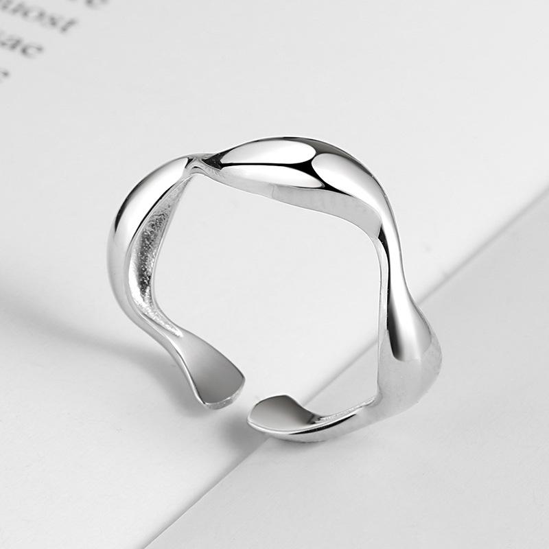 Fashion Personalized Index Finger Ring Niche Design Geometric Twist Open Ring Temperament Retro Couple Ring for Girlfriend Simple Geometric Ring
