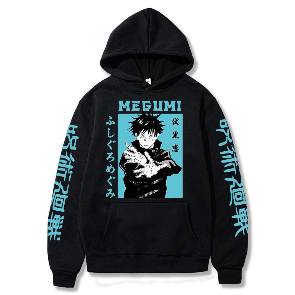 Jujutsu Kaisen Megumi Anime Grafické Mikiny Vintage Oversized Mikina s Kapucí Hip Hop Dlouhý Rukáv Mikina Pánská Dámská Oblečení