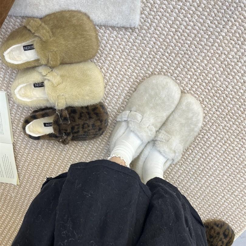 Mao Mao Slippers Women's Outer Wear 2025 New Autumn and Winter One-pedal Fashion Out Bag Head Half Drag Cotton Slippers Mao Mao Shoes