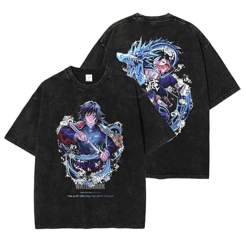 

Аниме мода Demon Slayer Rengoku Kyoujurou Принт Футболка Мужская Высококачественный Хлопок Харадзюку Мужская Манга Выстиранная Футболка 3XL